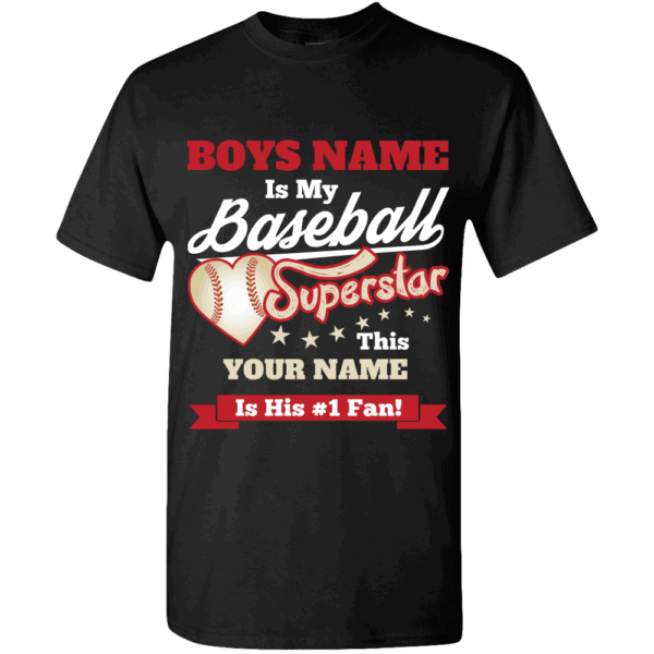 Personalized Custom Printed Boys Baseball Superstar T-Shirt