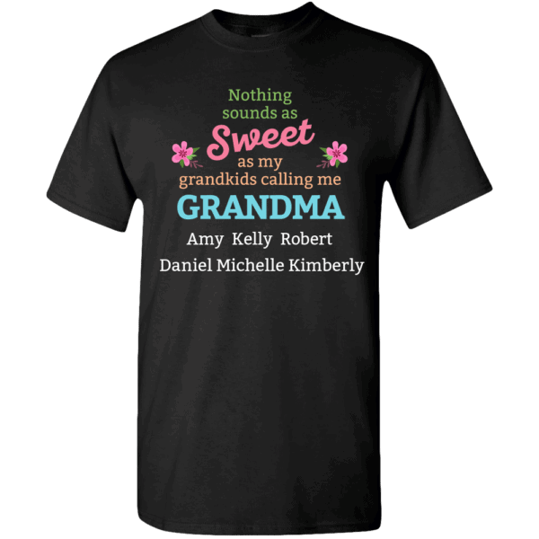 Sweetest Grandma – Personalized Custom Printed T-shirts Black