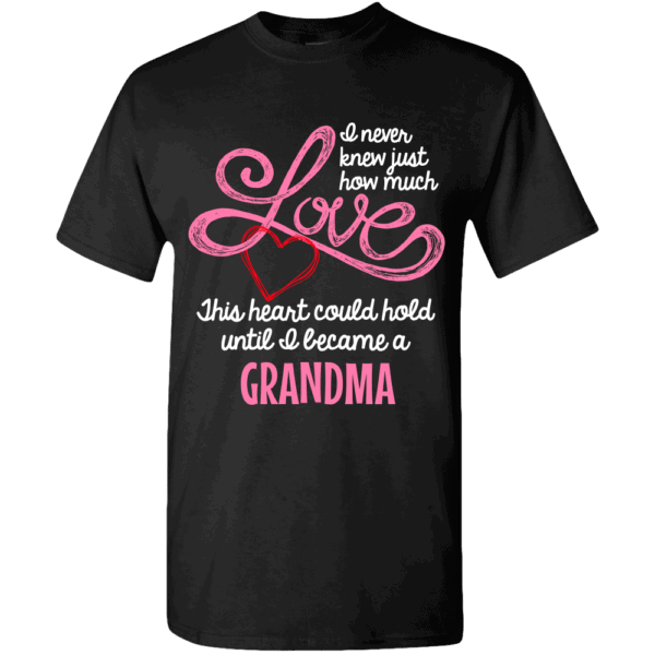 Grandma’s Love Heart Personalized Custom T-shirts Design Black