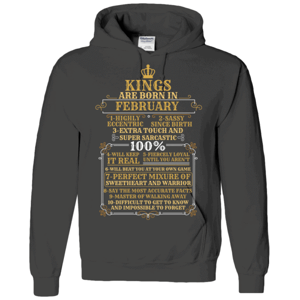 Personalized Kings Are Born Hoodie Design Charcoal Grey