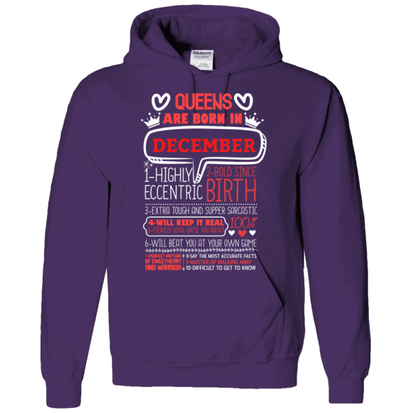 Personalized Printed Hoodie Queens Are Born Design Deep Purple