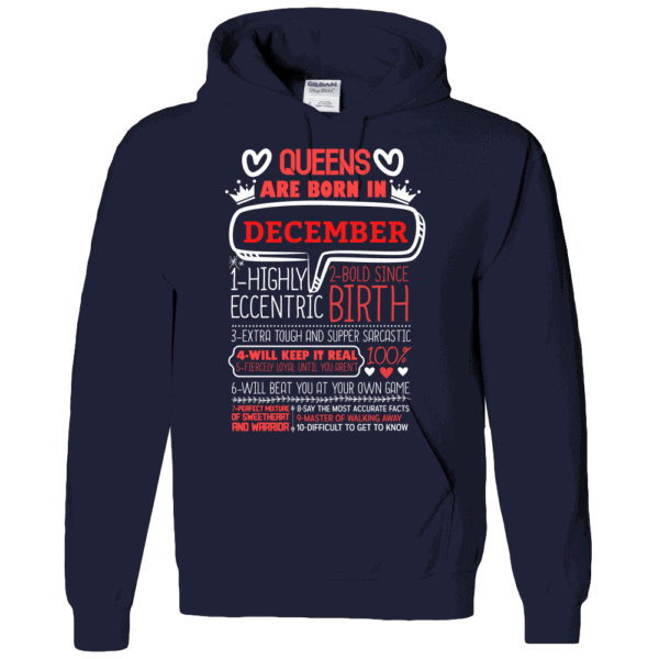 Personalized Printed Hoodie Queens Are Born Design Navy