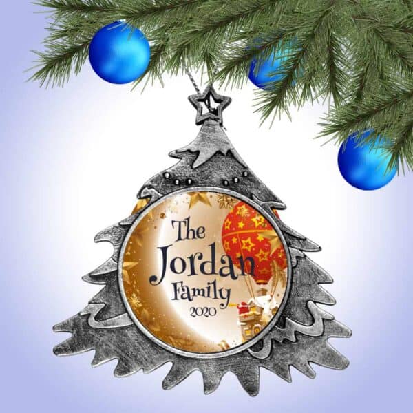 Personalized Christmas Tree Ornament – Santa Balloon Design