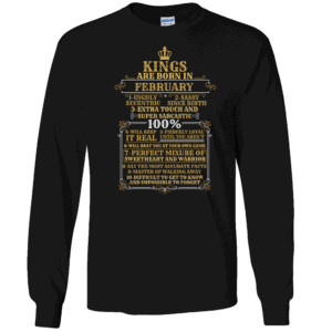 Personalized Kings Are Born Long Sleeve T-Shirt Design Black