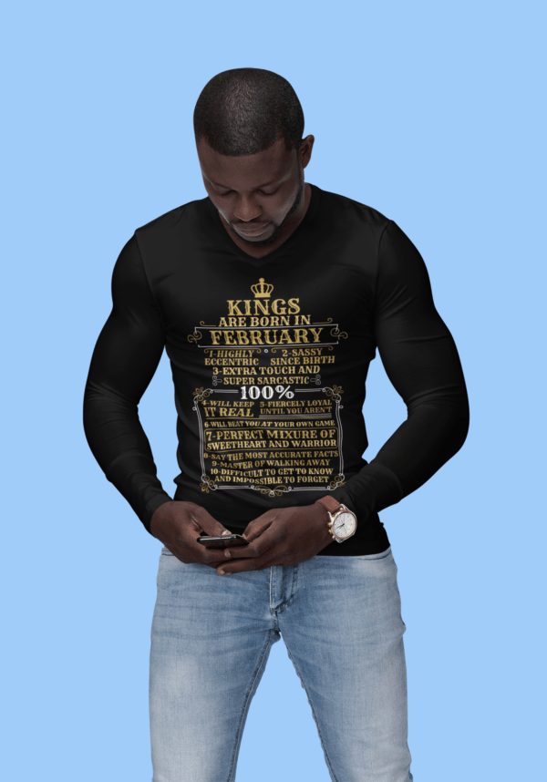 Personalized Kings Are Born Long Sleeve T-Shirt Design