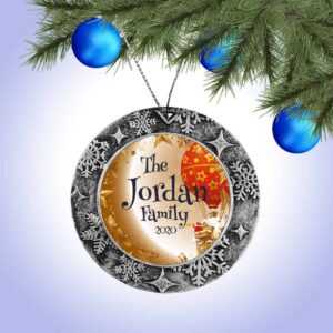 Personalized Round Ornament – Santa Balloon Design