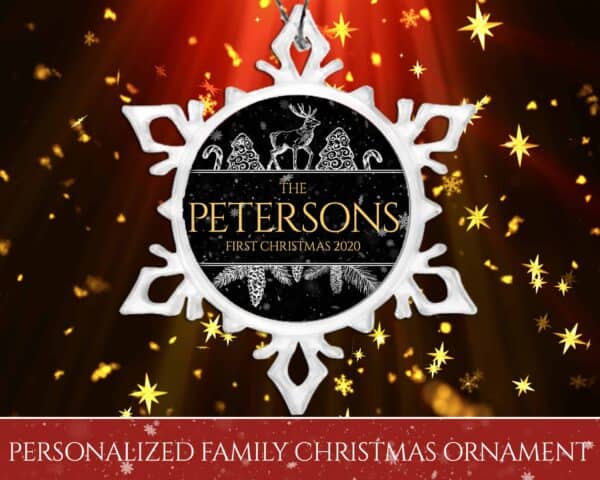 Personalized Snow Crystal Ornament - First Christmas with Reindeer Design - Image 3