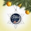 Personalized Snow Crystal Ornament - Merry Christmas Moon Design
