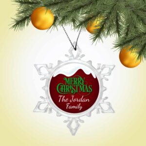 Personalized Snow Crystal Ornament - Snow Top Merry Christmas Design