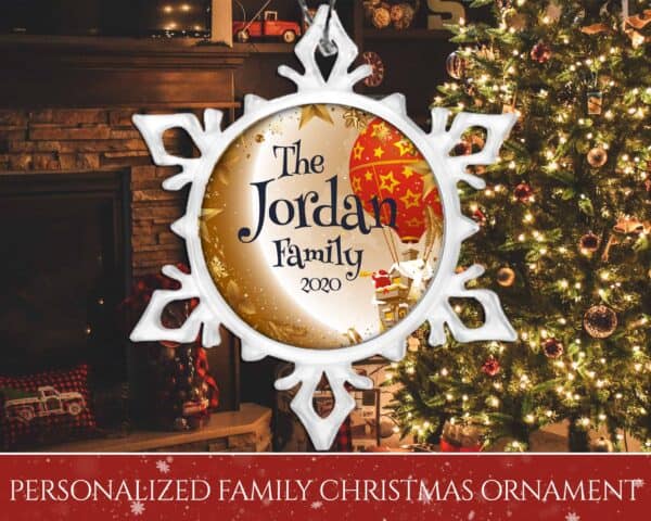 Personalized Snow Crystal Ornament – Merry Christmas with Truck Design