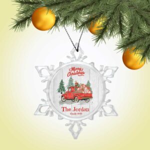 Personalized Snow Crystal Ornament – Merry Christmas with Truck Design