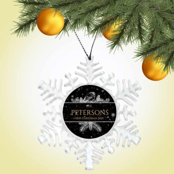 Personalized Snowflake Ornament – First Christmas Bird Design
