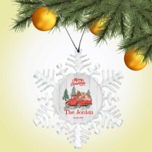 Personalized Snowflake Ornament - Merry Christmas Truck