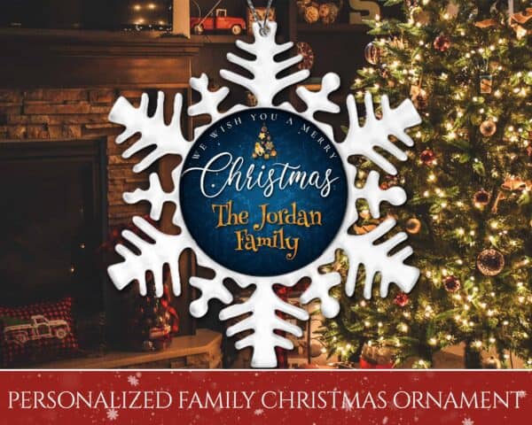 Personalized Snowflake Ornament - We Wish You A Merry Christmas