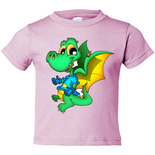 Dinosaur Dragon on Toddler T-Shirt Pink