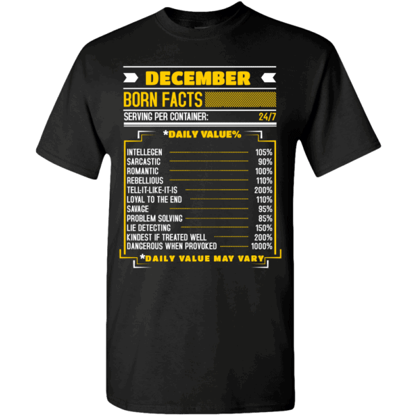 Birthday Facts Personalized Printed T-Shirt Black