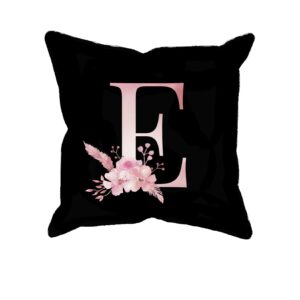 Custom Printed Monogram Letter E on Black Pillow Case