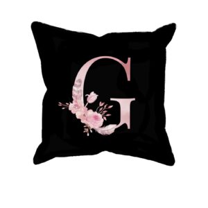 Custom Printed Monogram Letter G on Black Pillow Case