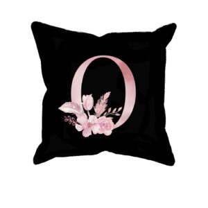 Custom Printed Monogram Letter O on Black Pillow Case