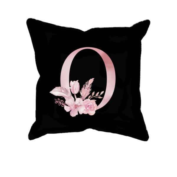 Custom Printed Monogram Letter O on Black Pillow Case