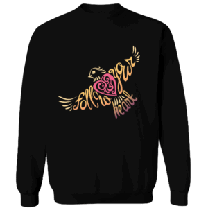 Follow Your Heart Crewneck Sweat Shirt Design Black
