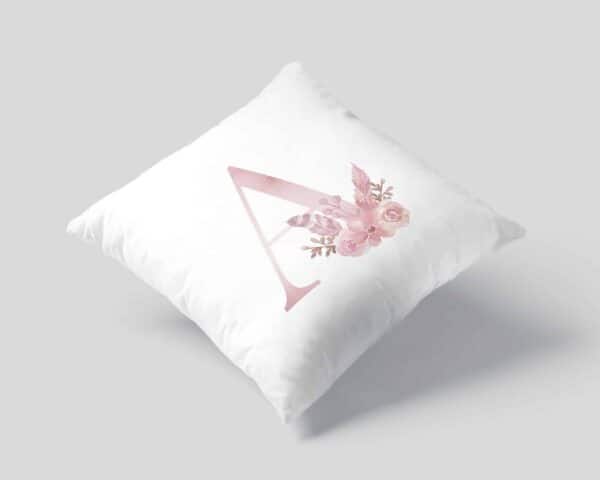Monogram Letter A Custom Printed on White Pillow Case mockup square-01