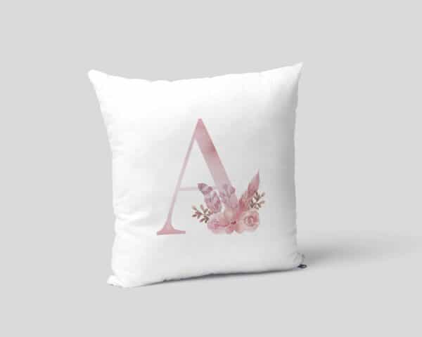 Monogram Letter A Custom Printed on White Pillow Case mockup square-02