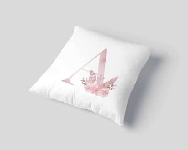 Monogram Letter A Custom Printed on White Pillow Case mockup square-03