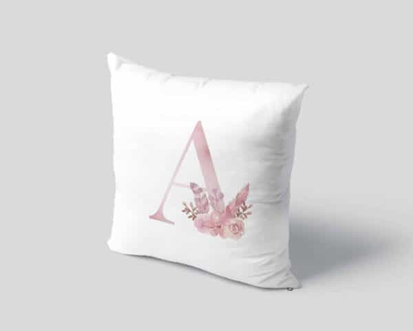 Monogram Letter A Custom Printed on White Pillow Case mockup square-04