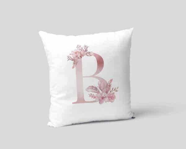 Monogram Letter B Custom Printed on White Pillow Case mockup square-02