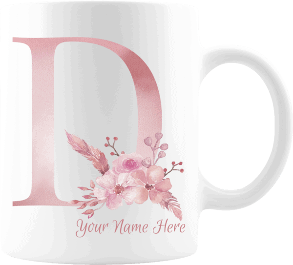 Personalized Monogram Letter D on 11 oz Mug White