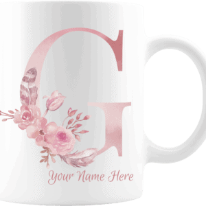 Personalized Monogram Letter G on 11 oz Mug White