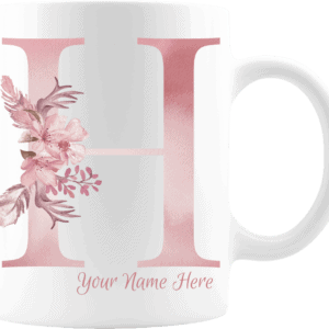 Personalized Monogram Letter H on 11 oz Mug White