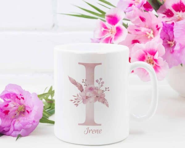 Personalized Monogram Letter I on 11 oz Mug White Veiw 1