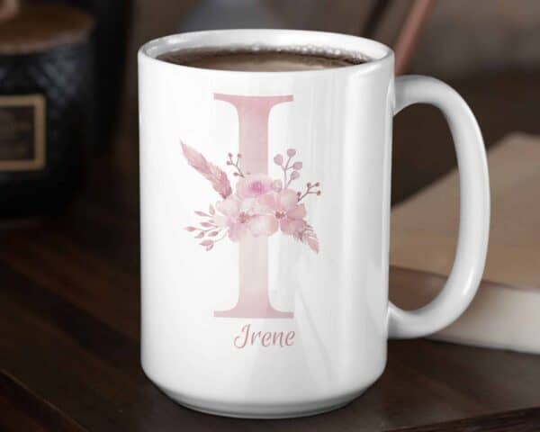 Personalized Monogram Letter I on 11 oz Mug White Veiw 2