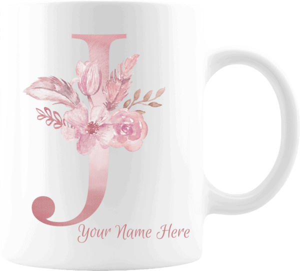 Personalized Monogram Letter J on 11 oz Mug White