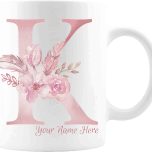 Personalized Monogram Letter K on 11 oz Mug White
