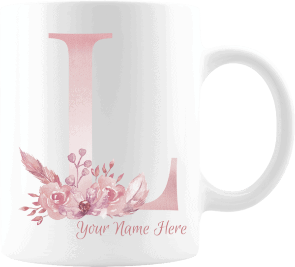 Personalized Monogram Letter L on 11 oz Mug White