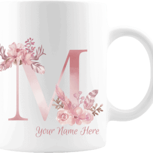 Personalized Monogram Letter M on 11 oz Mug White