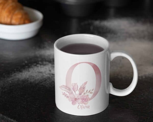 Personalized Monogram Letter O on 11 oz Mug White View 1