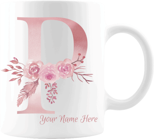 Personalized Monogram Letter P on 11 oz Mug White