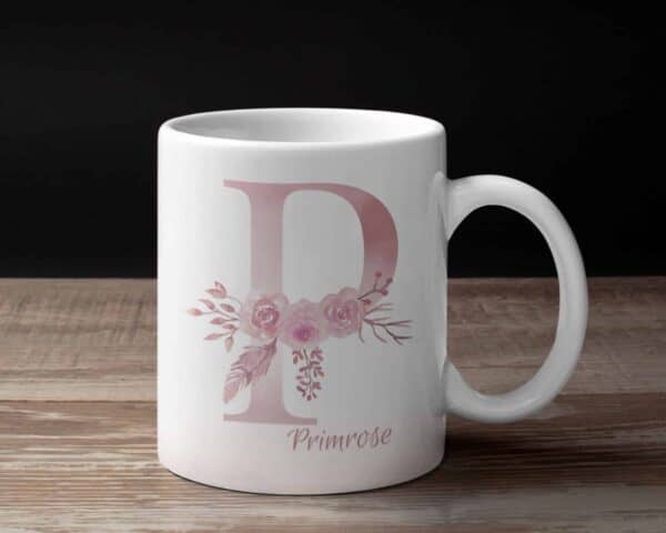 Personalized Monogram Letter P on 11 oz Mug White View 1