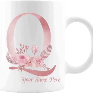 Personalized Monogram Letter Q on 11 oz Mug White