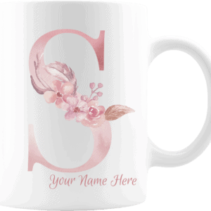 Personalized Monogram Letter S on 11 oz Mug White