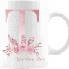 Personalized Monogram Letter T on 11 oz Mug White