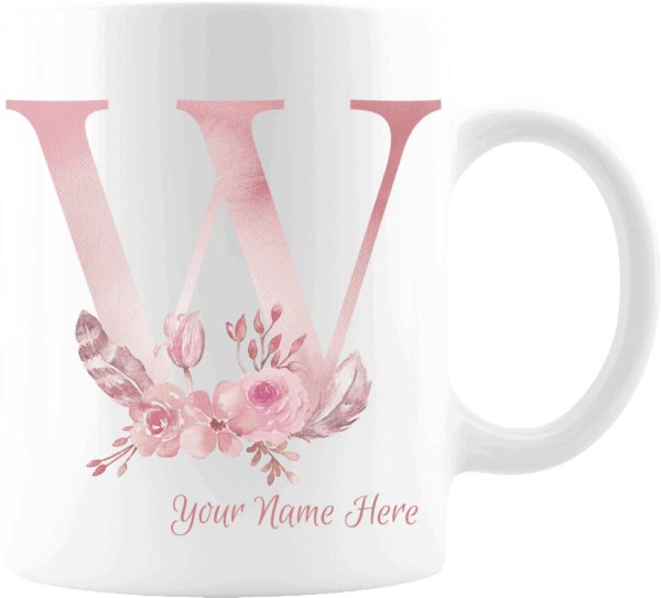 Personalized Monogram Letter W on 11 oz Mug White