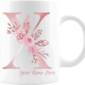 Personalized Monogram Letter X on 11 oz Mug White