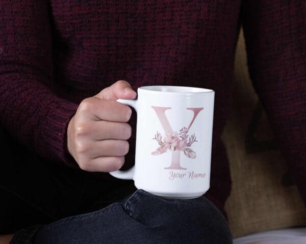 Personalized Monogram Letter Y on 11 oz Mug White View 2