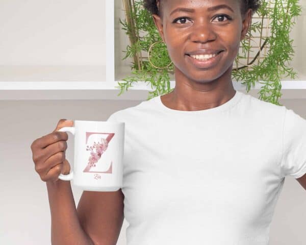 Personalized Monogram Letter Z on 11 oz Mug White View 2