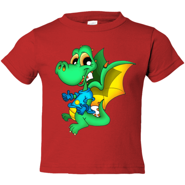 Dinosaur Dragon on Toddler T-Shirt Red